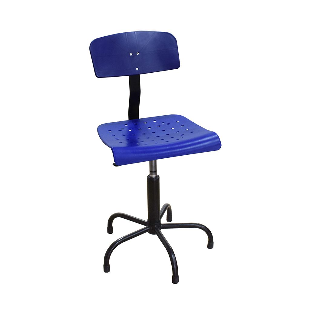 Silla Azul con Asiento y Respaldo de PVC, Altura Ajustable de 44 a 58 cm (Made in Italy)