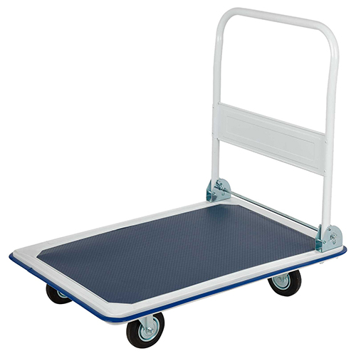 Folding Handle Platform Trolley – 48 x 74 x 9 cm (H), 150 kg Load Capacity, Non-Slip Surface, 4 Wheels (2 Swivel)