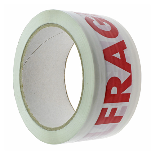 Low-Noise White Warning Tape with "FRAGILE" Print – PPL, 66m x 48mm