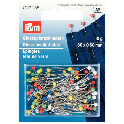 029265 Prym | Alfileres con Cabeza de Vidrio Ø 0,60x30 mm (10g)