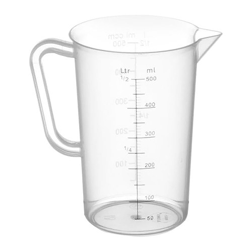 Plastic Measuring Jug, Clear, with Measurement Markings up to 500 ml