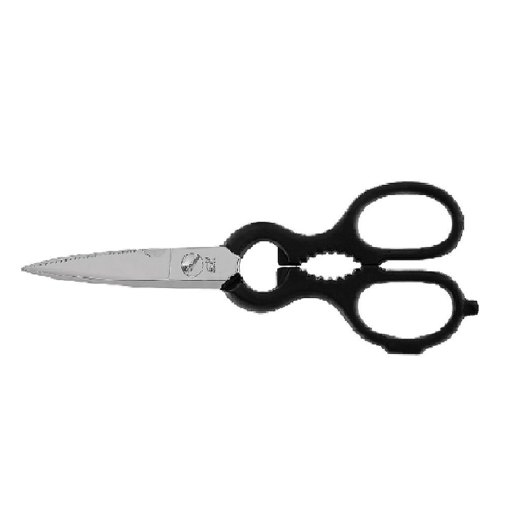 Kitchen Scissors Stainless Steel 21cm (8.5") Polished Blade, Black Painted Handle - Made in Italy (FENNEK) # 213