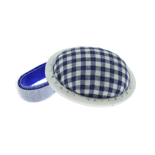 Blue wrist pin cushion with velcro