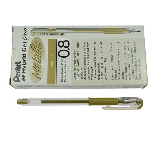 Gold Gel Roller Pen Ø 0,8 mm (12 Pcs) (PENTEL)