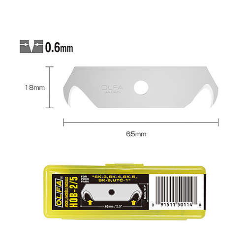 HOB-2/5 (OLFA) | Dual-Edge Hook Safety Blade (5 Pcs)