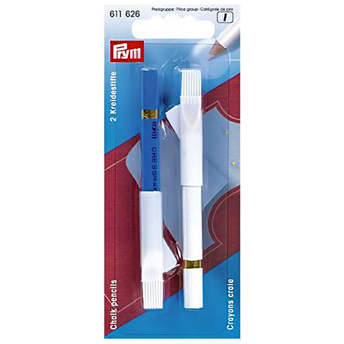 [28908] Lápices de Tiza para Costura (Blanco y Azul) con Pincel Borrador - Pack de 2 PRYM # 611626