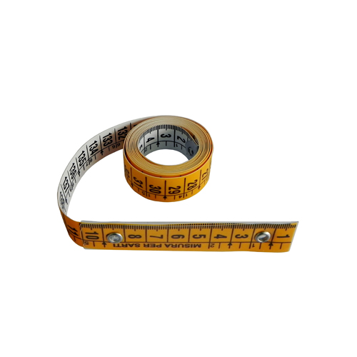 [B792] Fiberglass Tailor's Tape, White/Yellow, 20 mm Wide, featuring a Handy Transparent Reinforcement in the First 10 cm - CM/CM (Box of 12) - Made in Italy