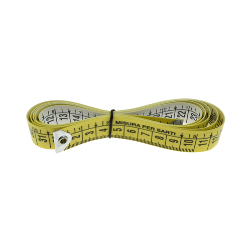 [B791] Fiberglass Tailor's Tape Measure, White/Yellow Color (Width 20 mm) CM/CM (Box 12 pcs) - (Made in Italy)