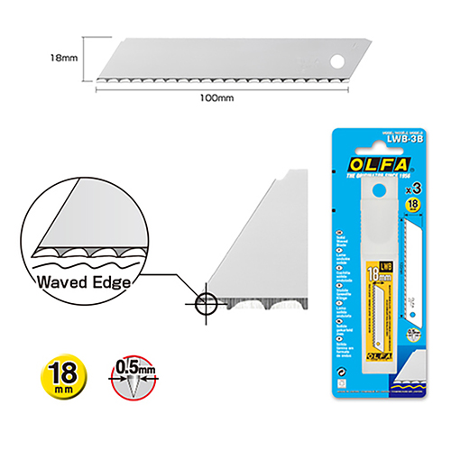 [B900/1] LWB-3B (OLFA) | 18 mm Wavy Spare Blades (3 Pcs)