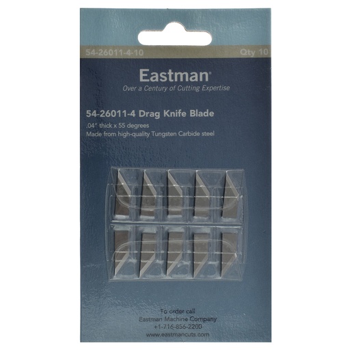 [EA:54-26011-4-10] 0,04” thick x 55 degree drag knife - Tungsten carbide steel, 10 pack - Eastman