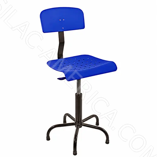 [CO:A-BA] Silla Azul de PVC Altura Regulable 57-82 cm con Base de Metal (Comel)