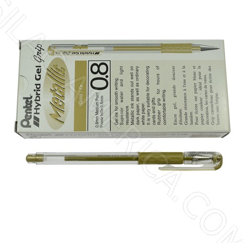 Gold Gel Roller Pen Ø 0,8 mm (12 Pcs) (PENTEL)