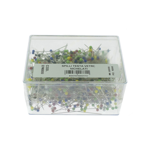 [B19] Glass-Head Pin 50mm - Ø 0.8mm (Nickel-Plated Steel) for Ironing Presses - Made in Italy (1,000 pcs)